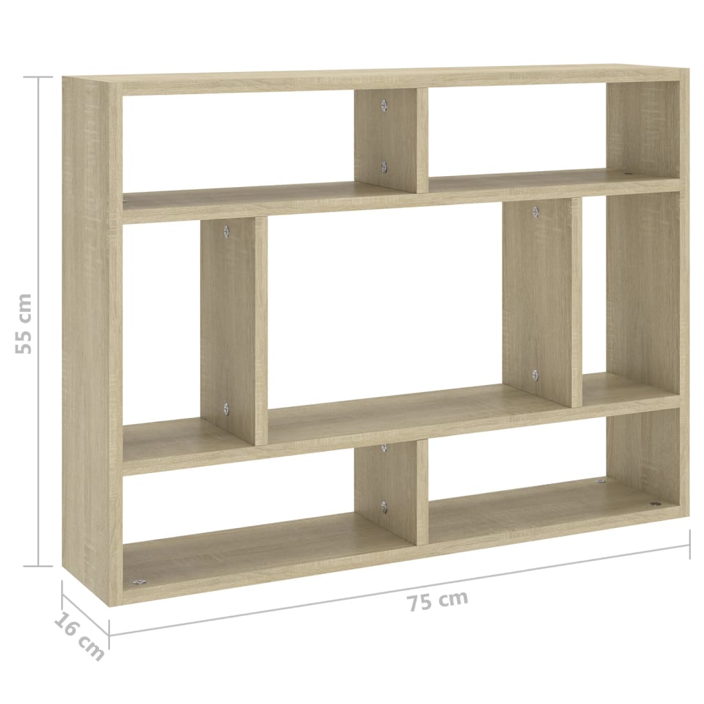 Wandschap 75x16x55 cm bewerkt hout sonoma eikenkleurig is nu te koop bij PeponiXL, paradijselijk wonen!