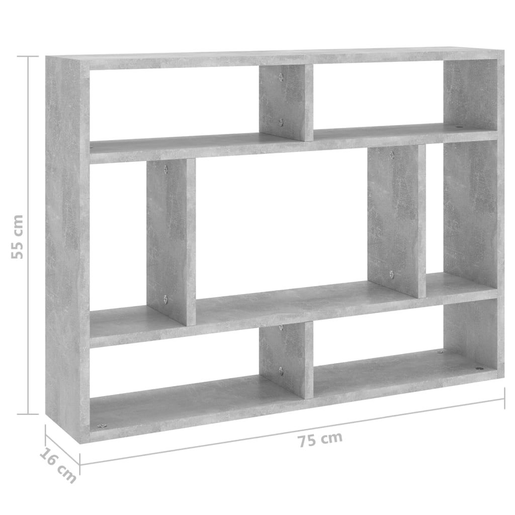 Wandschap 75x16x55 cm bewerkt hout betongrijs is nu te koop bij PeponiXL, paradijselijk wonen!