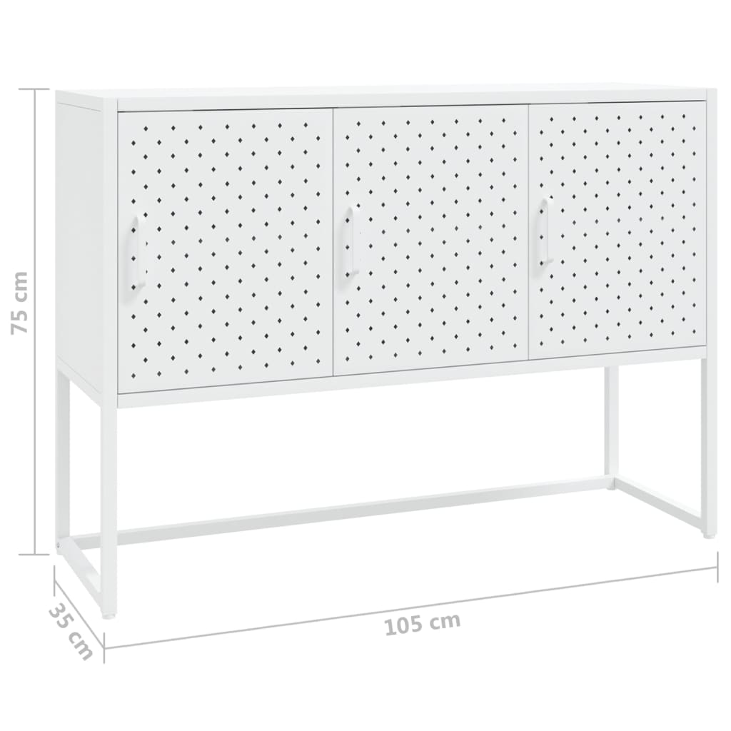 Dressoir 105x35x75 cm staal wit is nu te koop bij PeponiXL, paradijselijk wonen!