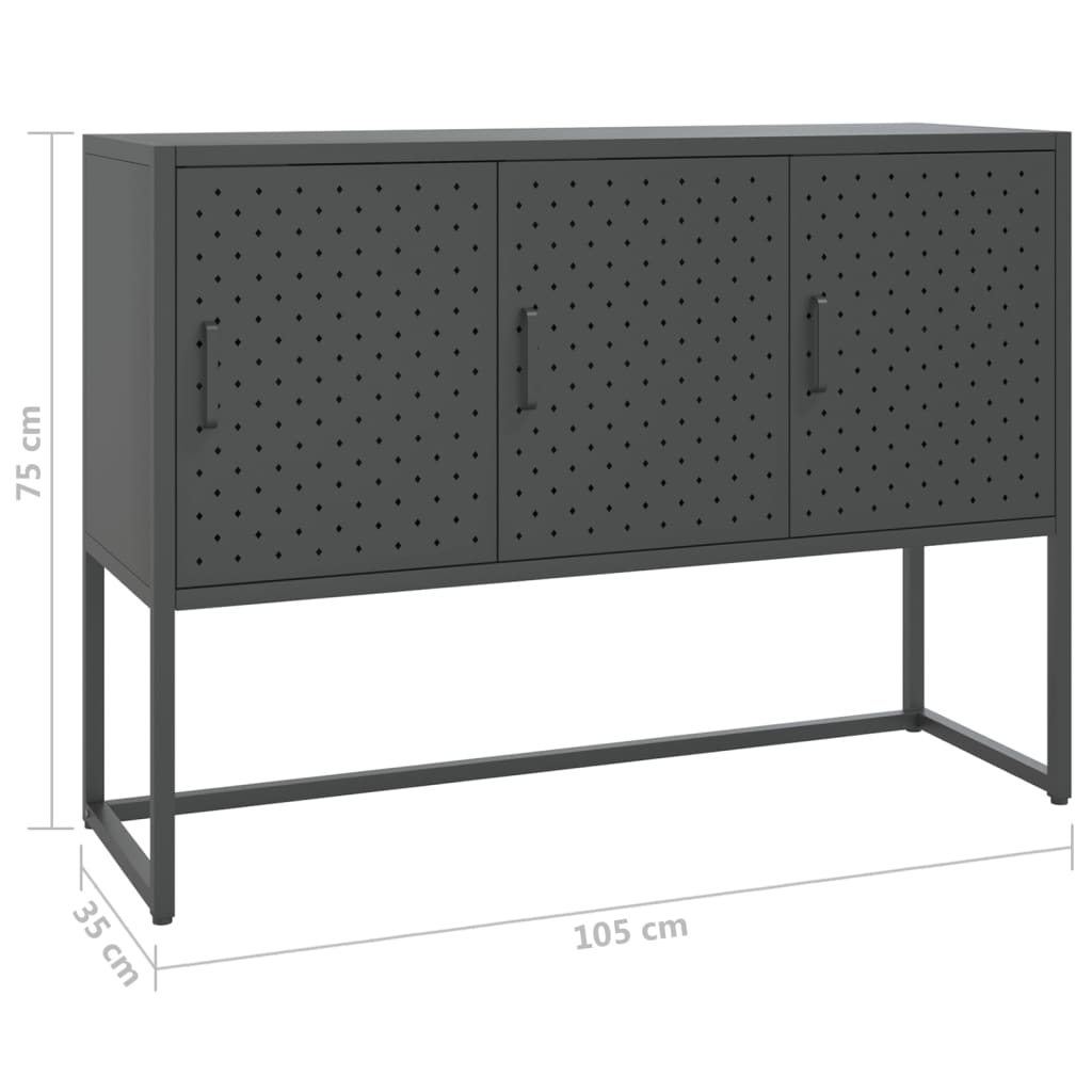 Dressoir 105x35x75 cm staal antracietkleurig is nu te koop bij PeponiXL, paradijselijk wonen!