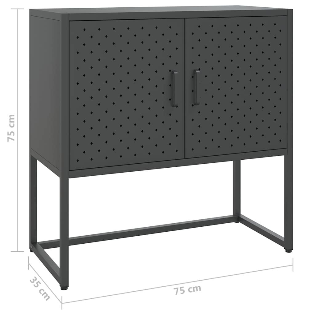 Dressoir 75x35x75 cm staal antracietkleurig is nu te koop bij PeponiXL, paradijselijk wonen!