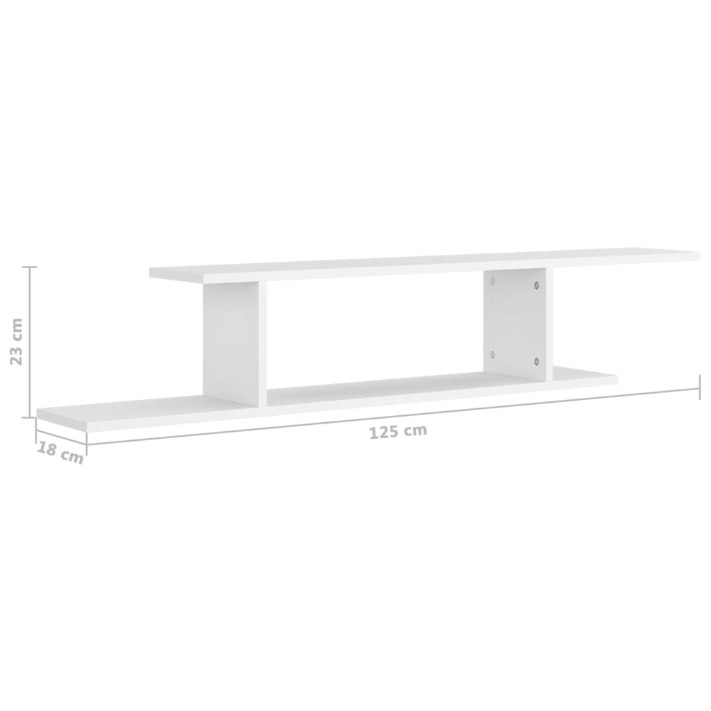Tv-wandschap 125x18x23 cm bewerkt hout wit is nu te koop bij PeponiXL, paradijselijk wonen!