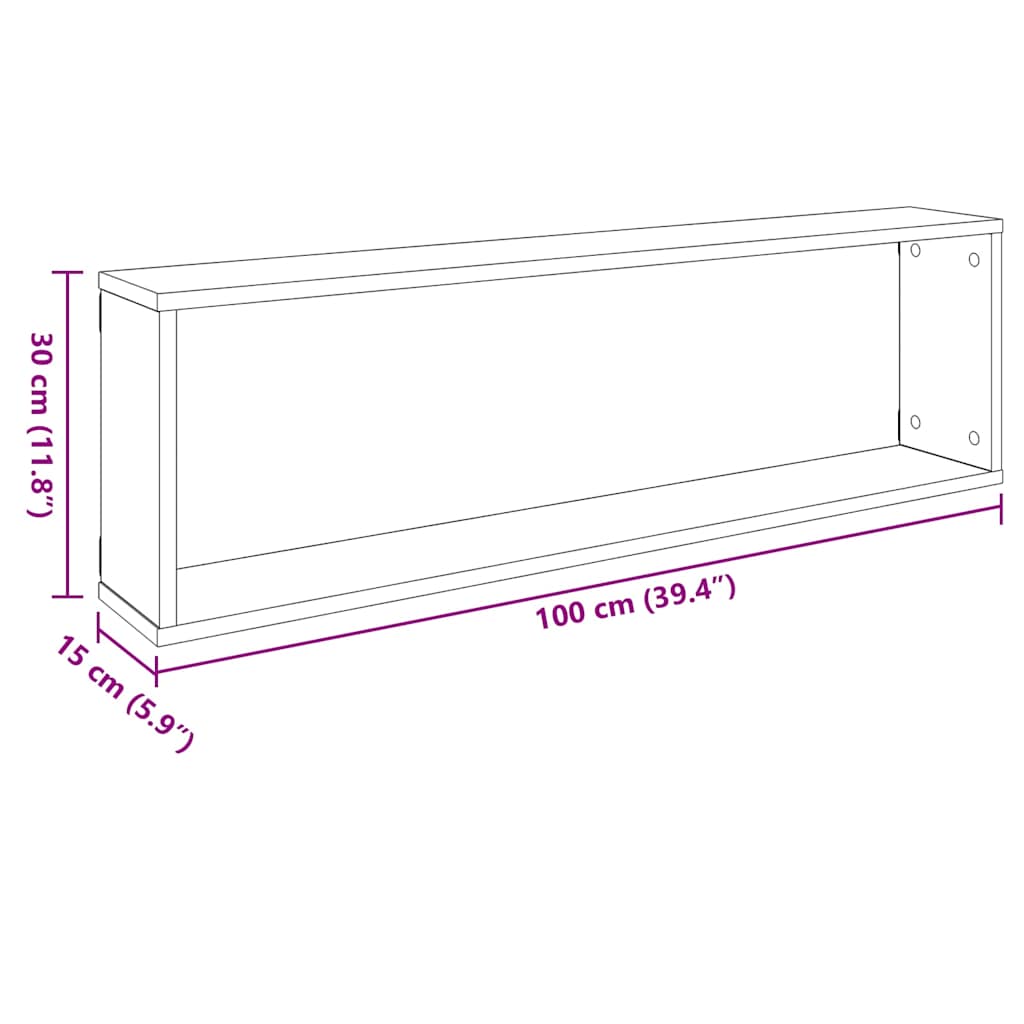 Wandschappen kubus 2 st 100x15x30 cm bewerkt hout betongrijs is nu te koop bij PeponiXL, paradijselijk wonen!