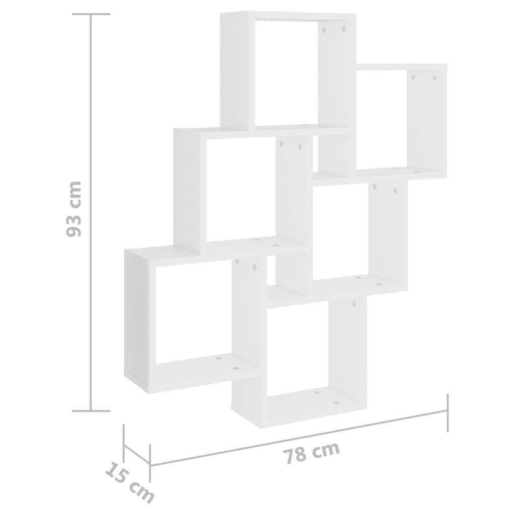 Wandschap kubus 78x15x93 cm bewerkt hout wit is nu te koop bij PeponiXL, paradijselijk wonen!