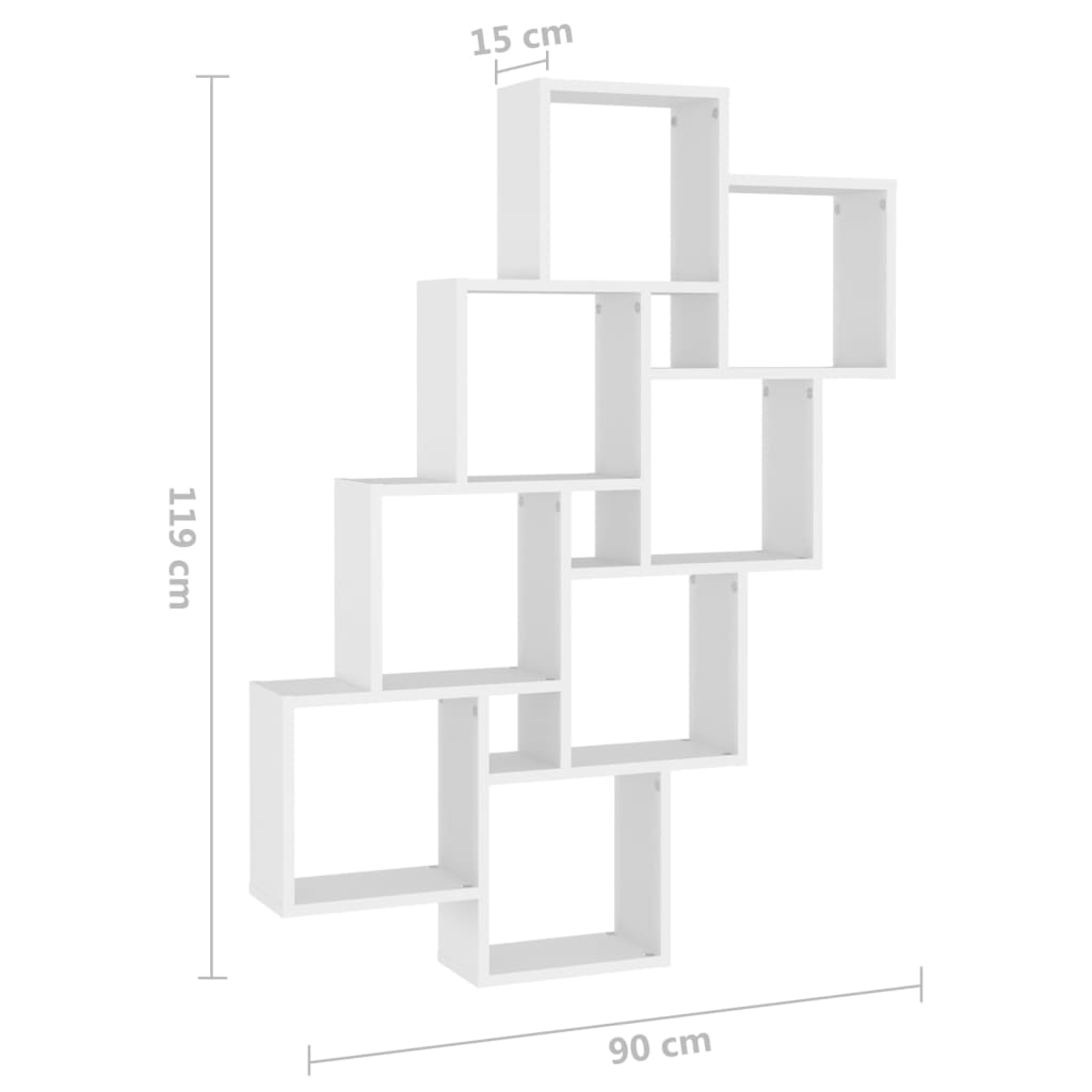 Wandschap kubus 90x15x119 cm bewerkt hout wit is nu te koop bij PeponiXL, paradijselijk wonen!