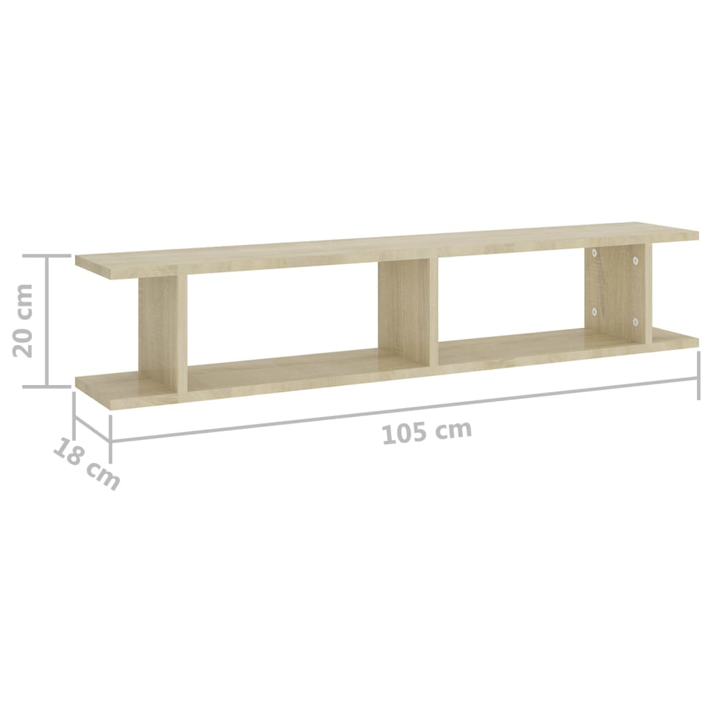 Wandschappen 2 st 105x18x20 cm bewerkt hout sonoma eikenkleurig is nu te koop bij PeponiXL, paradijselijk wonen!