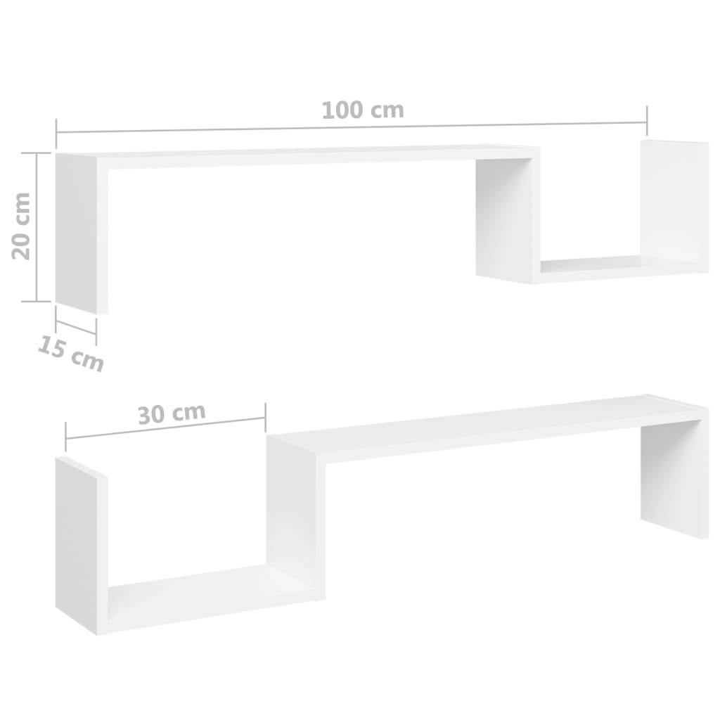 Wandschappen 2 st 100x15x20 cm bewerkt hout wit is nu te koop bij PeponiXL, paradijselijk wonen!