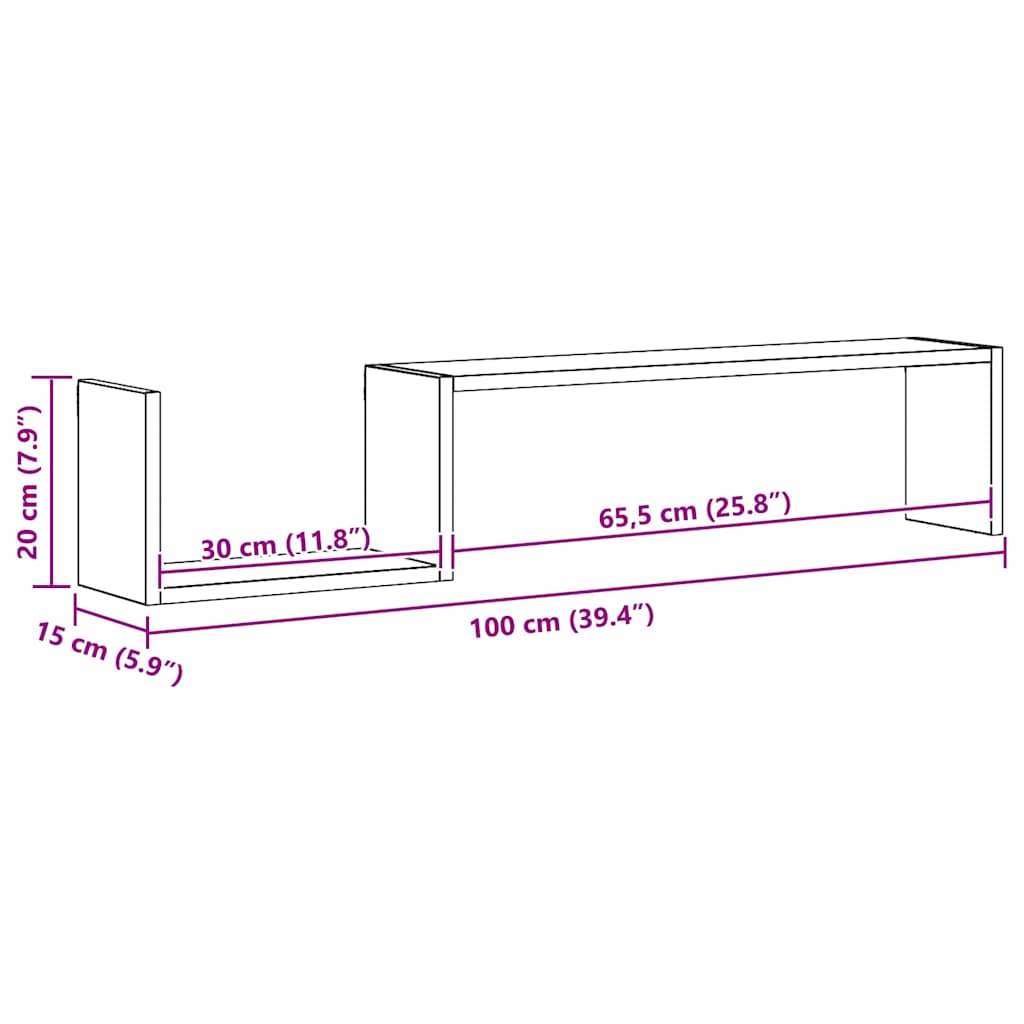 Wandschappen 2 st 100x15x20 cm bewerkt hout hoogglans wit is nu te koop bij PeponiXL, paradijselijk wonen!