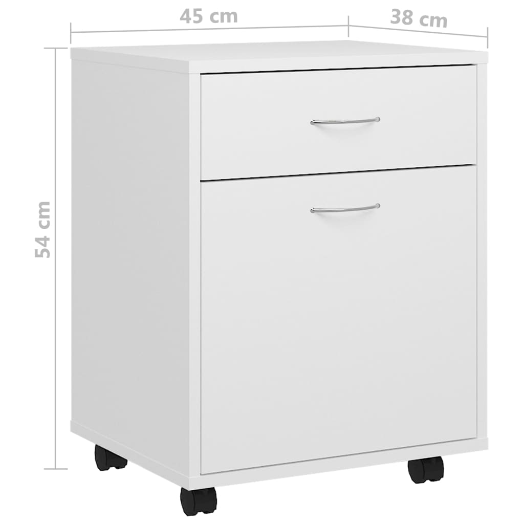 Rolkast 45x38x54 cm bewerkt hout wit is nu te koop bij PeponiXL, paradijselijk wonen!