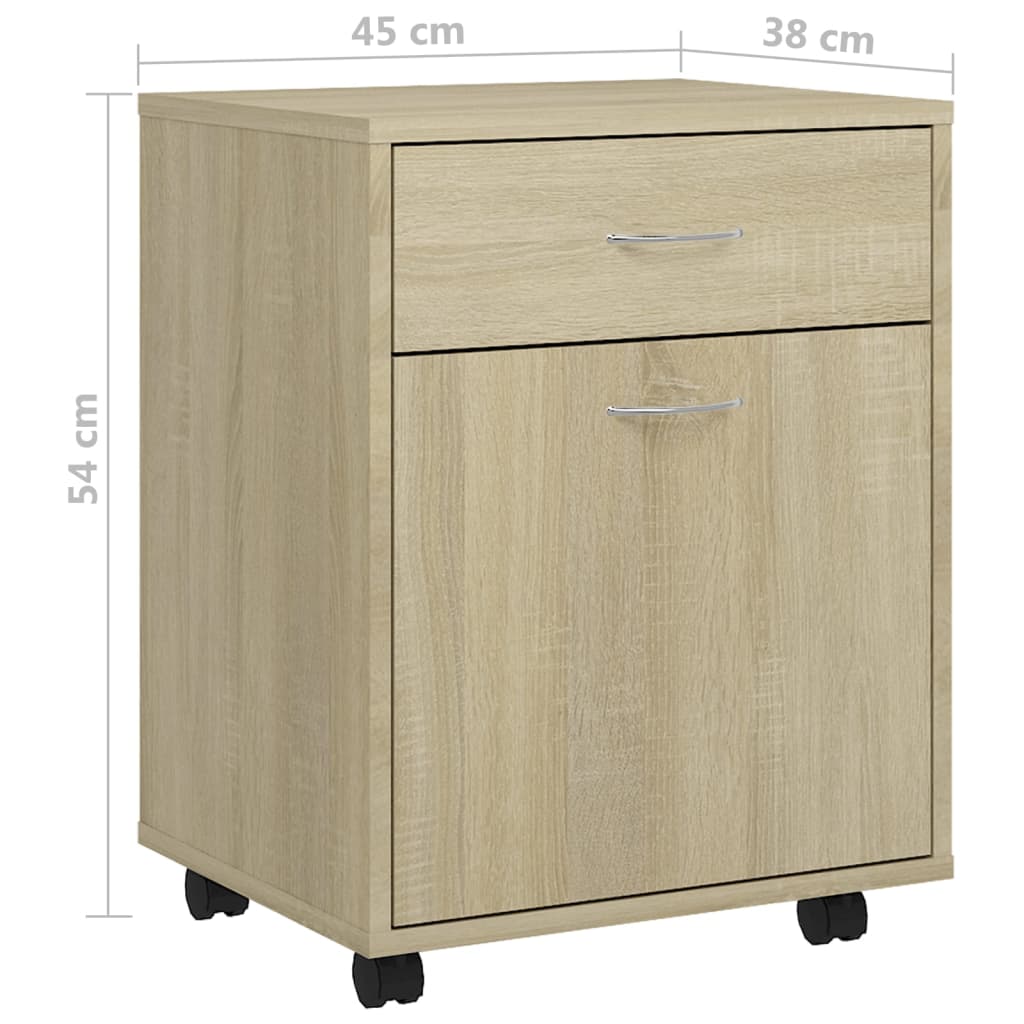 Rolkast 45x38x54 cm bewerkt hout sonoma eikenkleurig is nu te koop bij PeponiXL, paradijselijk wonen!