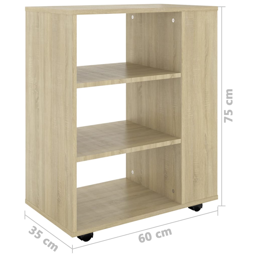 Rolkast 60x35x75 cm bewerkt hout sonoma eikenkleurig is nu te koop bij PeponiXL, paradijselijk wonen!