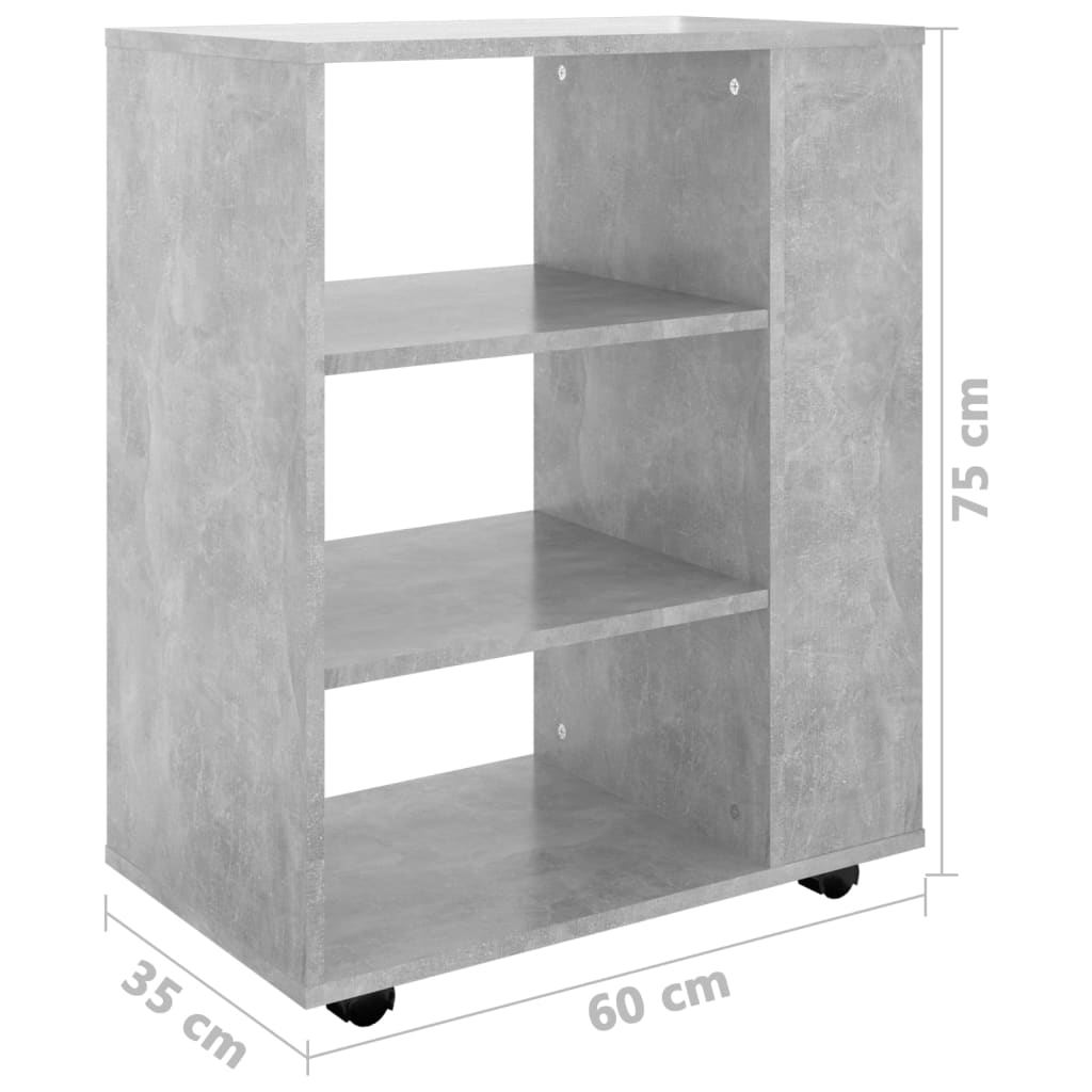 Rolkast 60x35x75 cm bewerkt hout betongrijs is nu te koop bij PeponiXL, paradijselijk wonen!