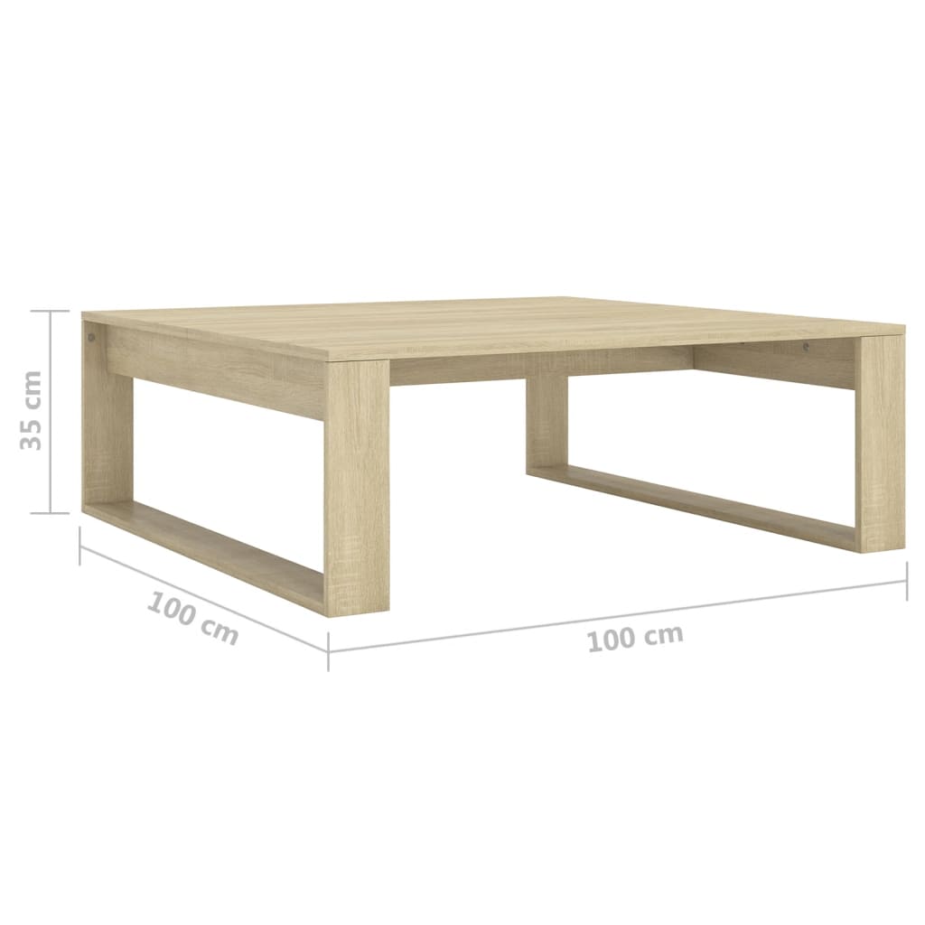 Salontafel 100x100x35 cm bewerkt hout sonoma eikenkleurig is nu te koop bij PeponiXL, paradijselijk wonen!