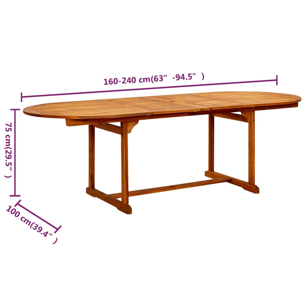 Tuintafel (160-240)x100x75 cm massief acaciahout is nu te koop bij PeponiXL, paradijselijk wonen!