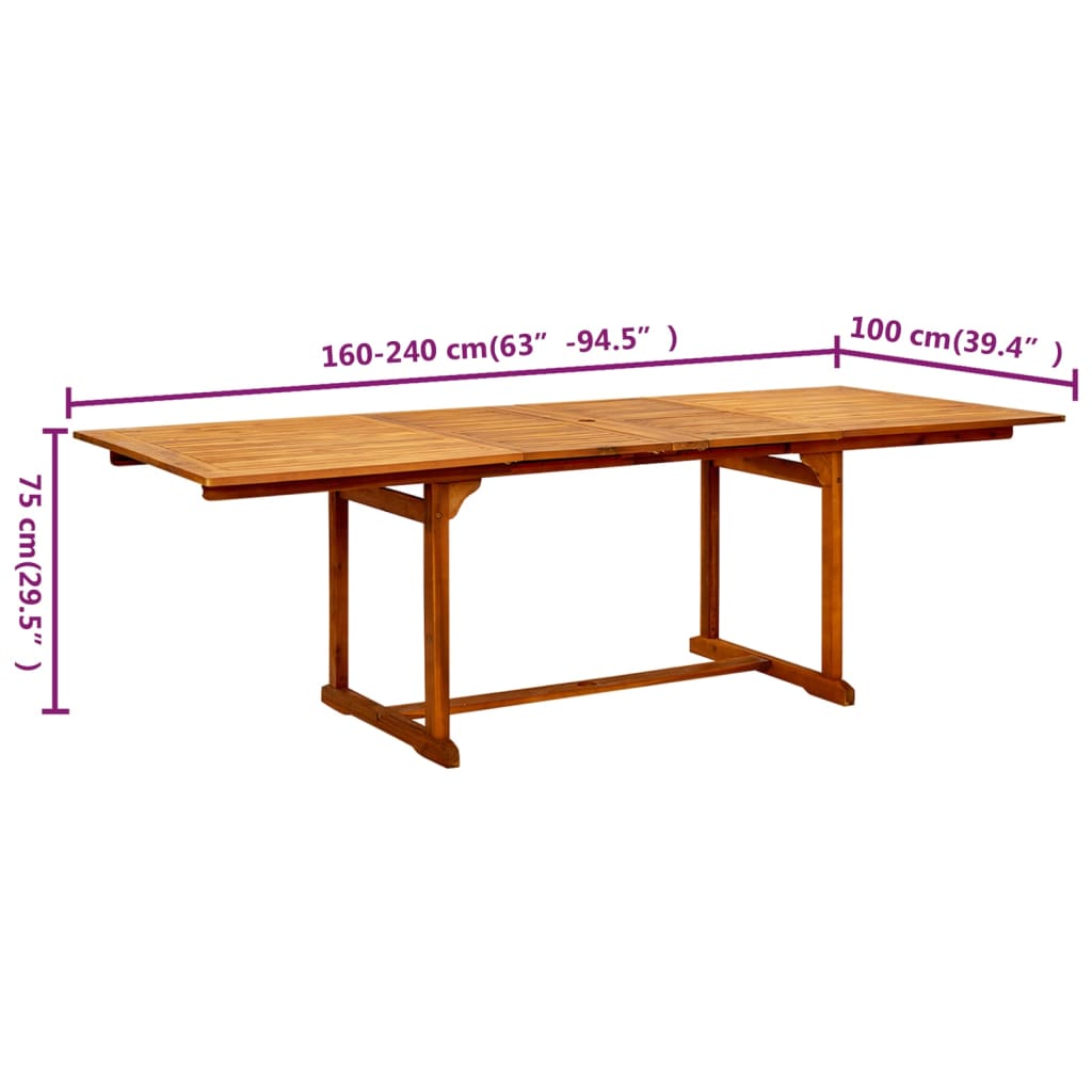 Tuintafel (160-240)x100x75 cm massief acaciahout is nu te koop bij PeponiXL, paradijselijk wonen!