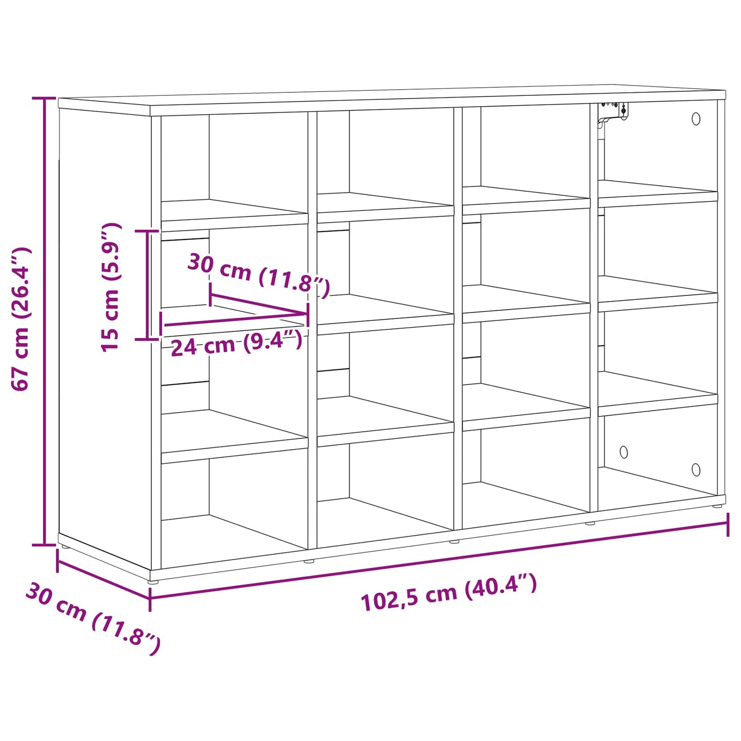Schoenenkast Sonoma Eiken 103 x 30 x 67 cm Bewerkt hout is nu te koop bij PeponiXL, paradijselijk wonen!