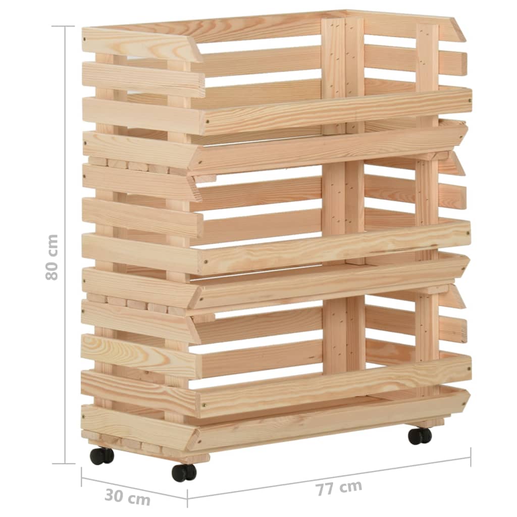 Groentetrolley 77x30x80 cm massief grenenhout is nu te koop bij PeponiXL, paradijselijk wonen!