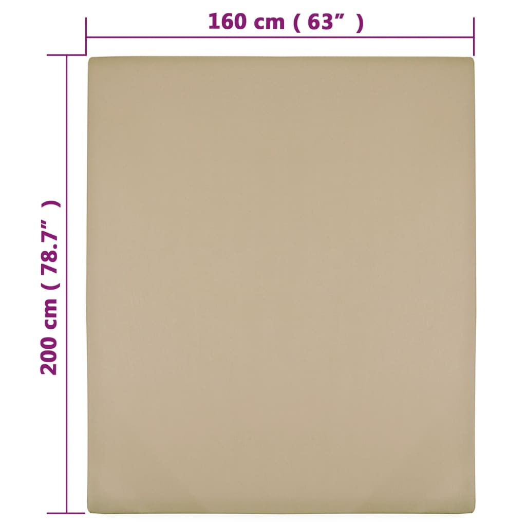 Hoeslaken jersey 160x200 cm katoen taupe is nu te koop bij PeponiXL, paradijselijk wonen!