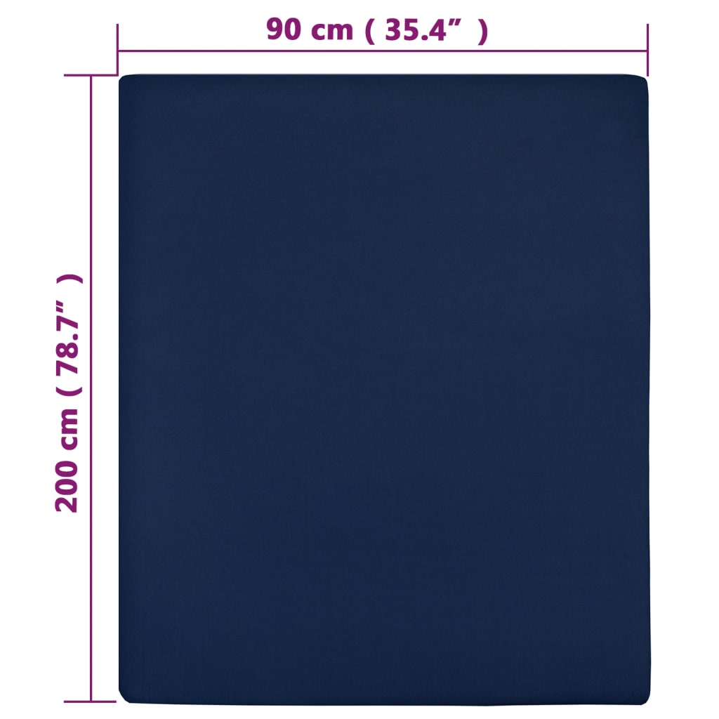 Hoeslakens 2 st jersey 90x200 cm katoen marineblauw is nu te koop bij PeponiXL, paradijselijk wonen!