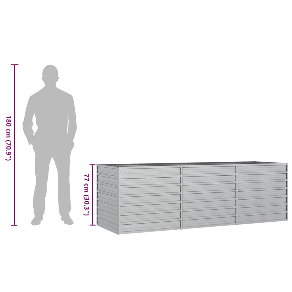 Plantenbak verhoogd 240x80x77 cm gegalvaniseerd staal zilver is nu te koop bij PeponiXL, paradijselijk wonen!