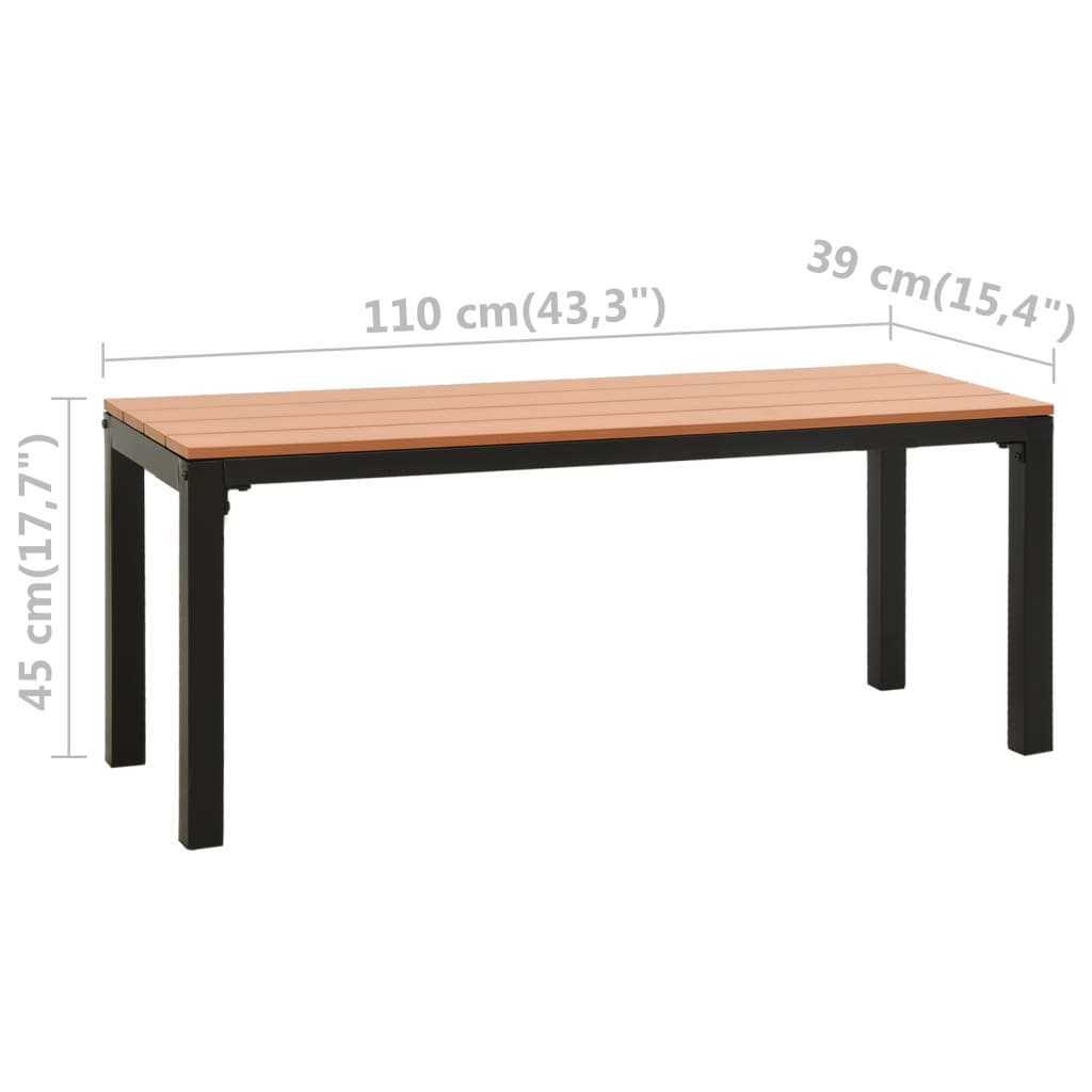 Tuinbank 110 cm staal en HKC bruin en zwart is nu te koop bij PeponiXL, paradijselijk wonen!