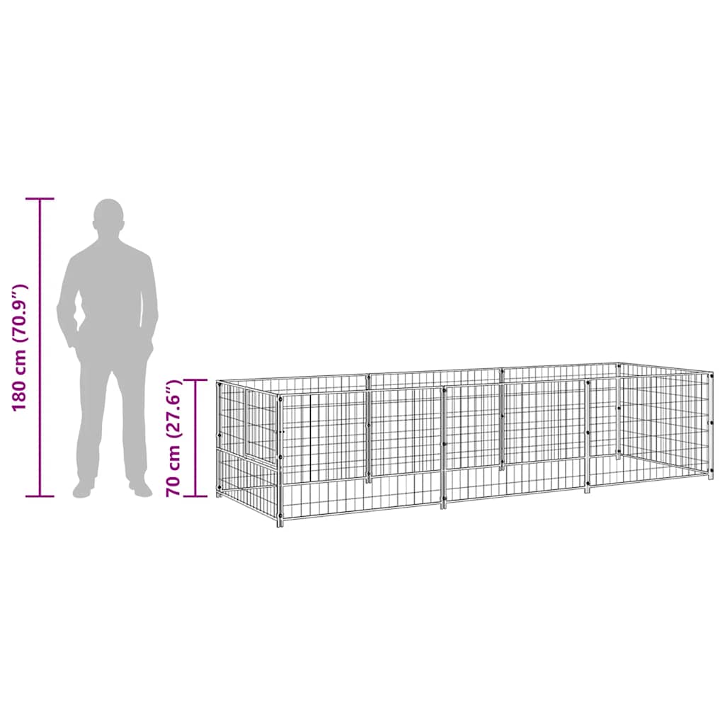 Hondenkennel 3 m² staal zwart is nu te koop bij PeponiXL, paradijselijk wonen!
