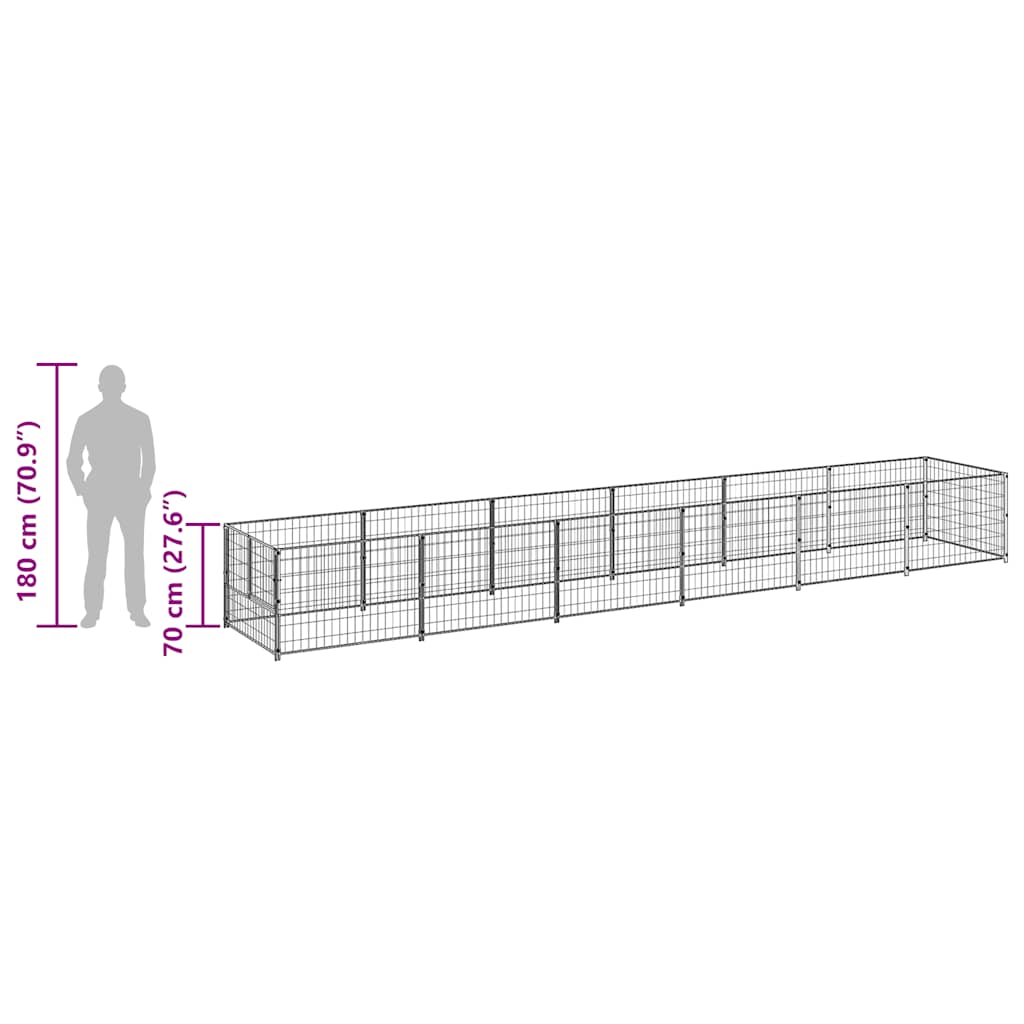 Hondenkennel 6 m² staal zwart is nu te koop bij PeponiXL, paradijselijk wonen!