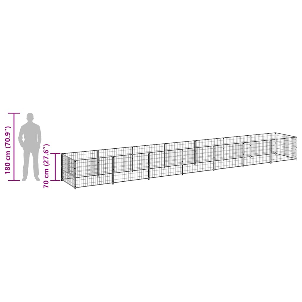 Hondenkennel 7 m² staal zwart is nu te koop bij PeponiXL, paradijselijk wonen!