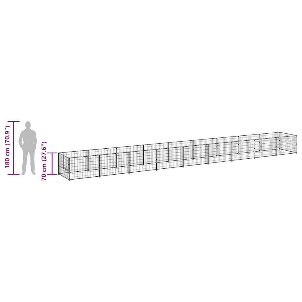 Hondenkennel 9 m² staal zwart is nu te koop bij PeponiXL, paradijselijk wonen!