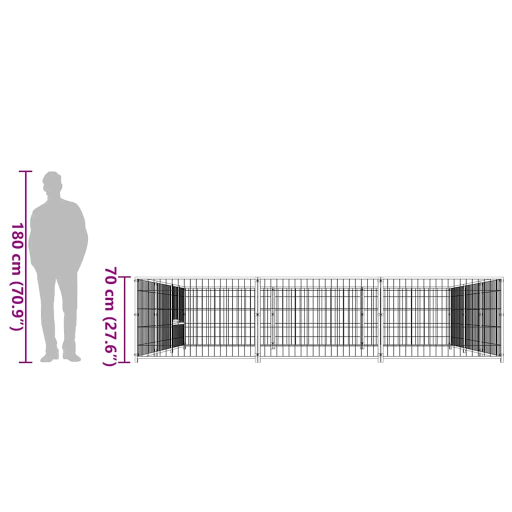 Hondenkennel 9 m² staal zwart is nu te koop bij PeponiXL, paradijselijk wonen!