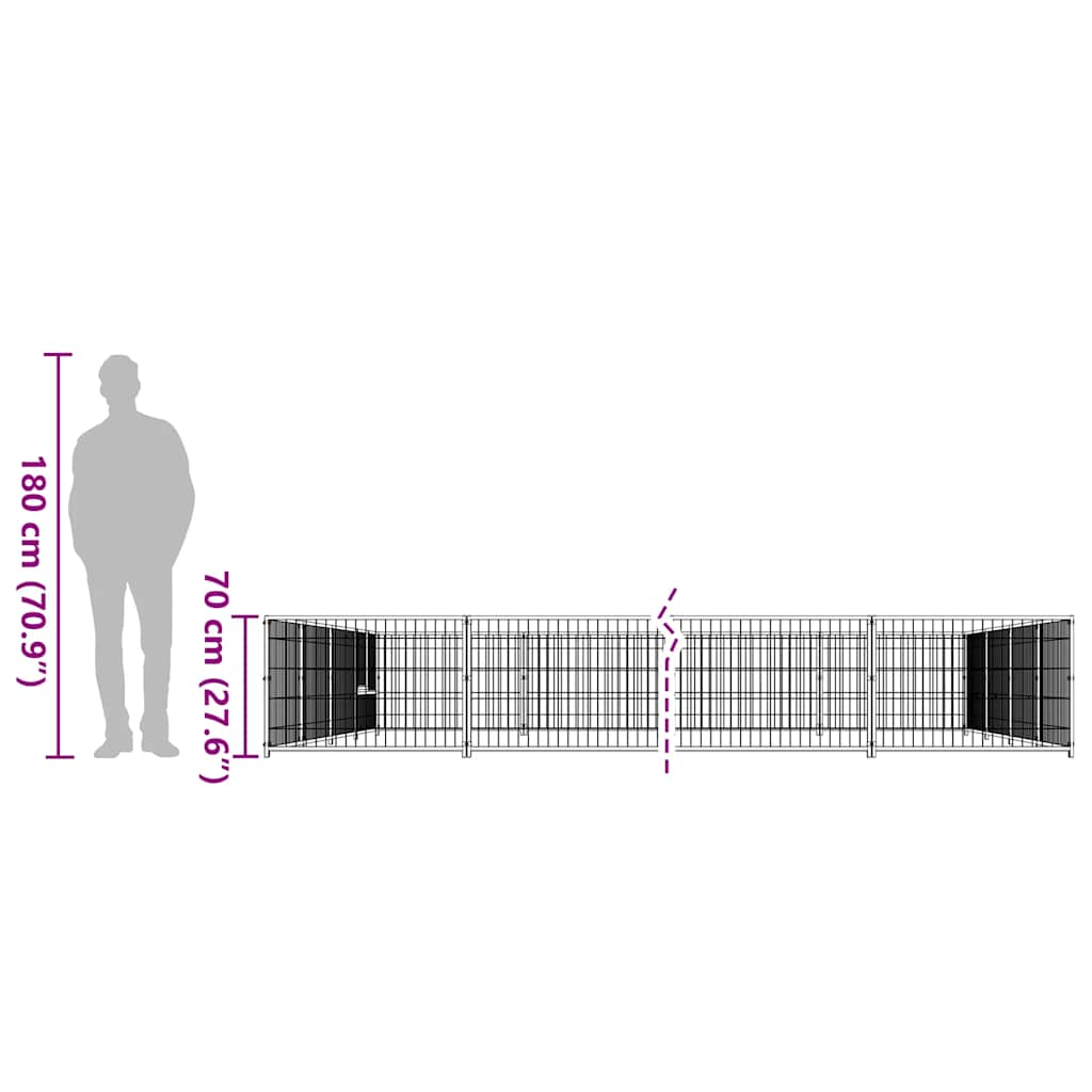 Hondenkennel 24 m² staal zwart is nu te koop bij PeponiXL, paradijselijk wonen!