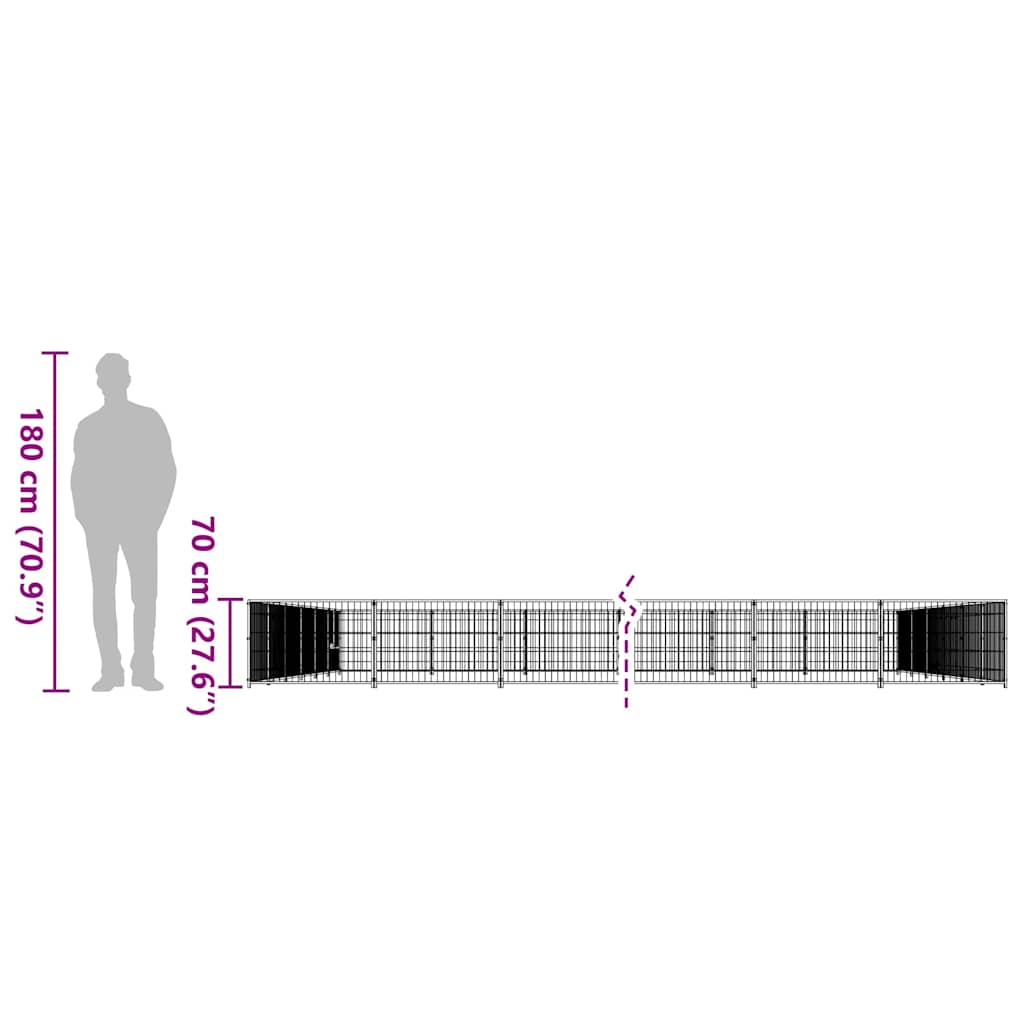 Hondenkennel 48 m² staal zwart is nu te koop bij PeponiXL, paradijselijk wonen!