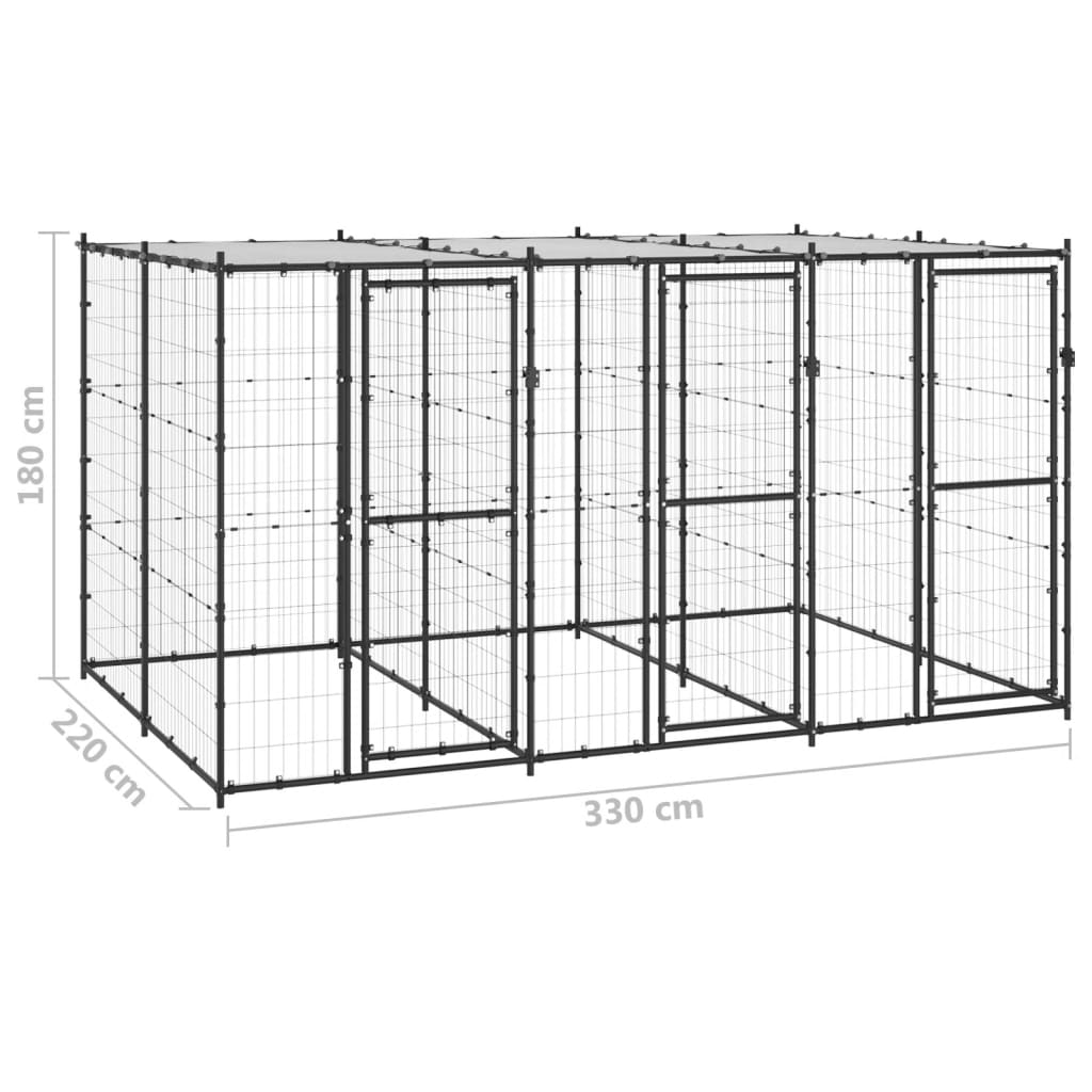 Hondenkennel met dak 7,26 m² staal is nu te koop bij PeponiXL, paradijselijk wonen!