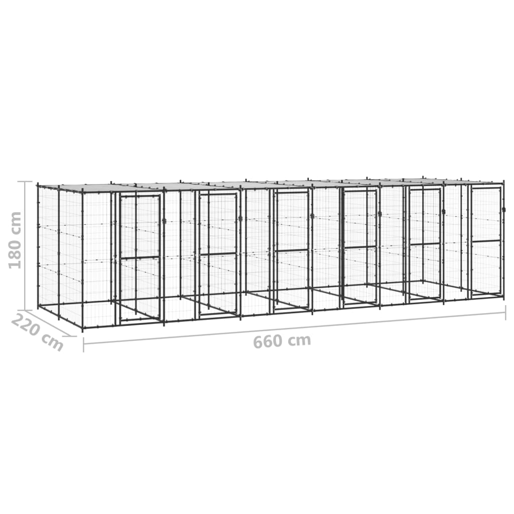 Hondenkennel met dak 14,52 m² staal is nu te koop bij PeponiXL, paradijselijk wonen!