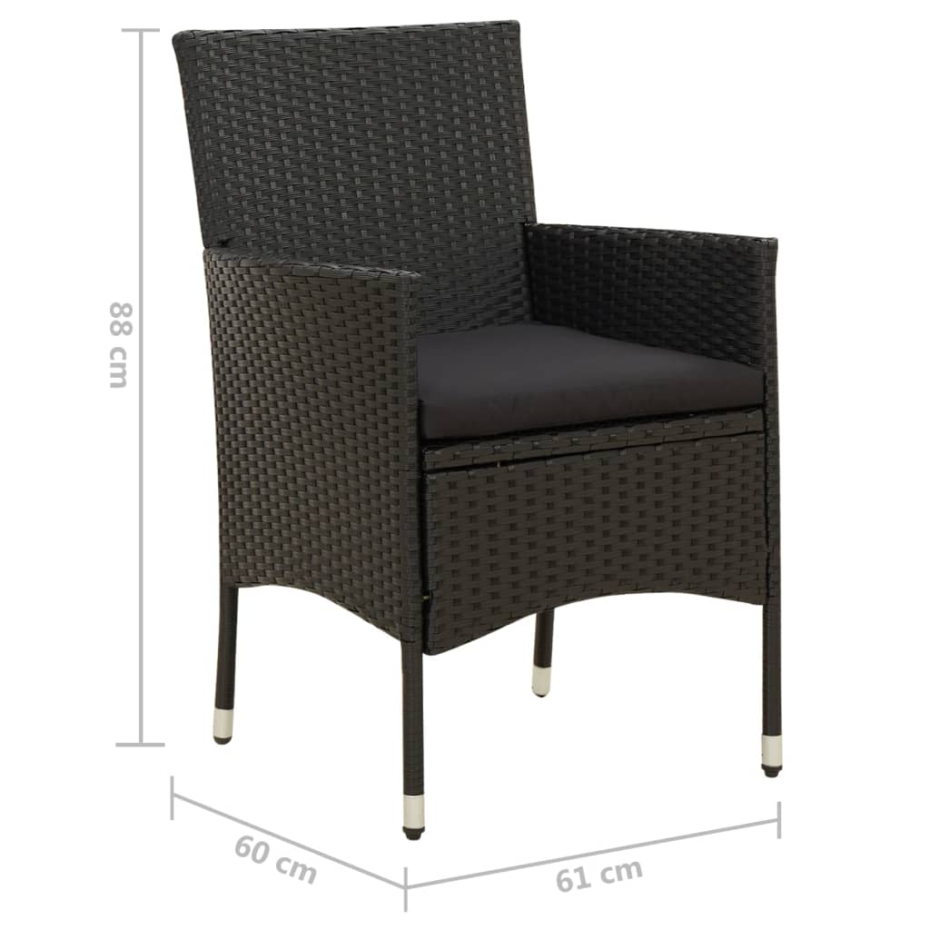 Tuinstoelen 2 st met kussens poly rattan zwart is nu te koop bij PeponiXL, paradijselijk wonen!