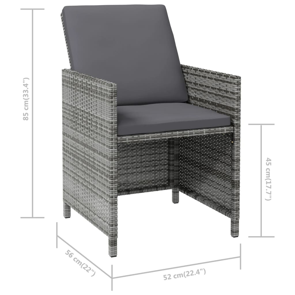 4-delige Tuinstoelen- en voetenbankenset poly rattan grijs is nu te koop bij PeponiXL, paradijselijk wonen!