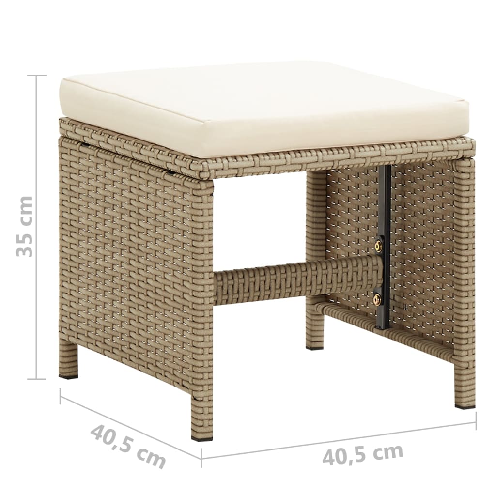 Tuinkrukken 4 st met kussens poly rattan beige is nu te koop bij PeponiXL, paradijselijk wonen!