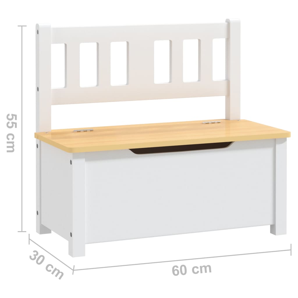 Kinderopbergbankje 60x30x55 cm MDF wit en beige is nu te koop bij PeponiXL, paradijselijk wonen!