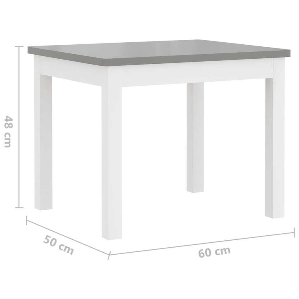 3-delige Kindertafel- en stoelenset MDF wit en grijs is nu te koop bij PeponiXL, paradijselijk wonen!