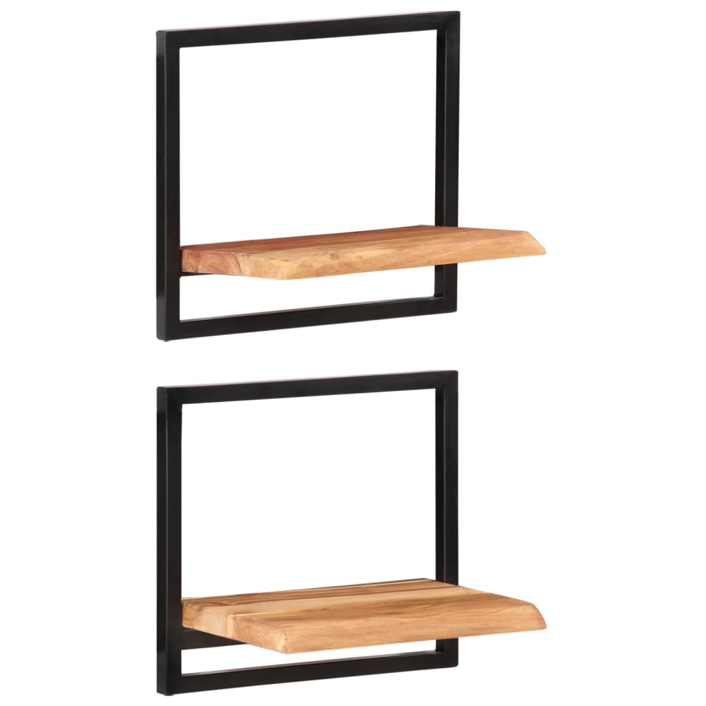 Wandschappen 2 st 40x24x35 cm massief acaciahout en staal is nu te koop bij PeponiXL, paradijselijk wonen!