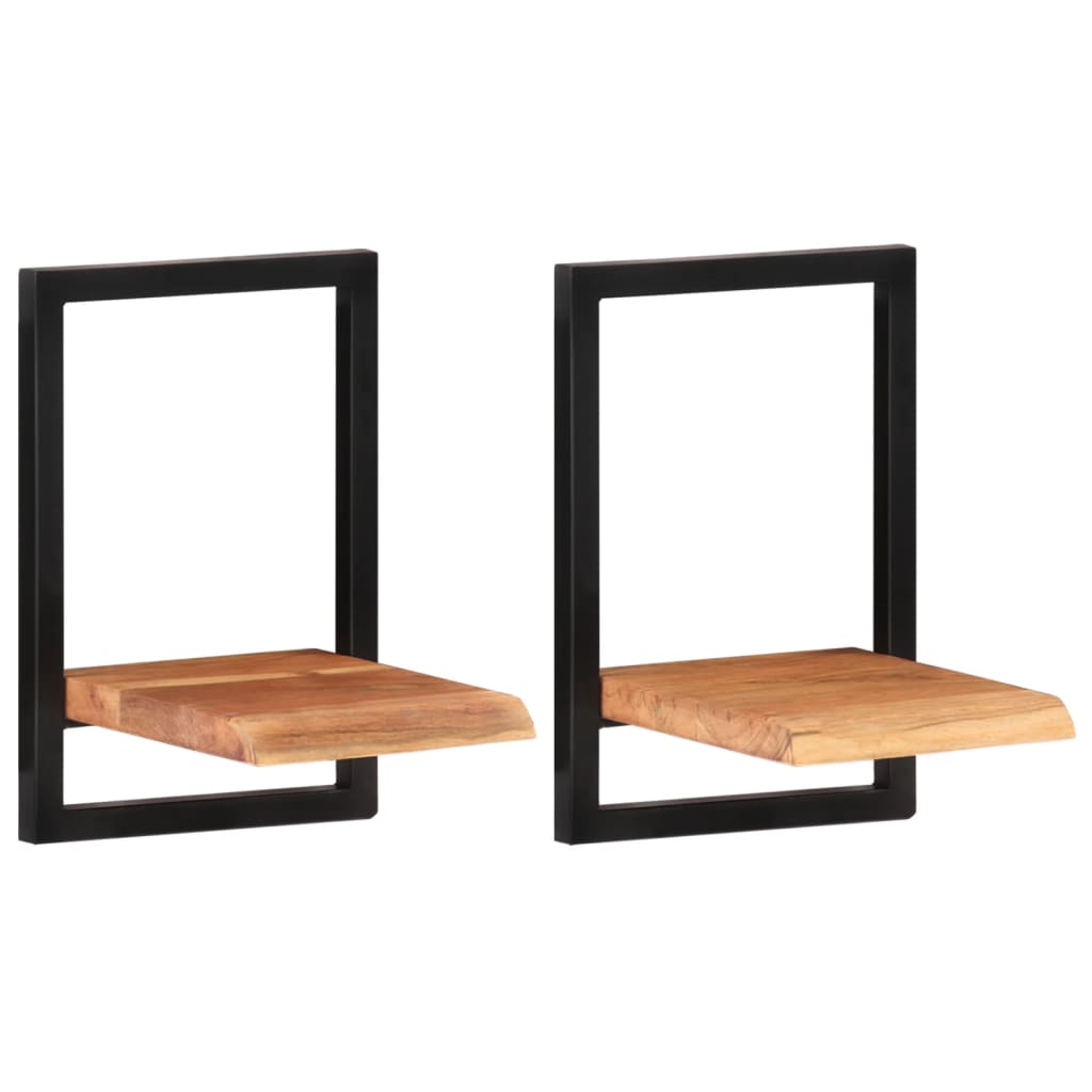 Wandschappen 2 st 25x25x35 cm massief acaciahout en staal is nu te koop bij PeponiXL, paradijselijk wonen!
