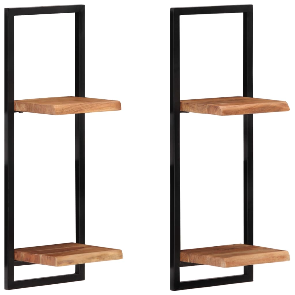 Wandschappen 2 st 25x25x75 cm massief acaciahout en staal is nu te koop bij PeponiXL, paradijselijk wonen!