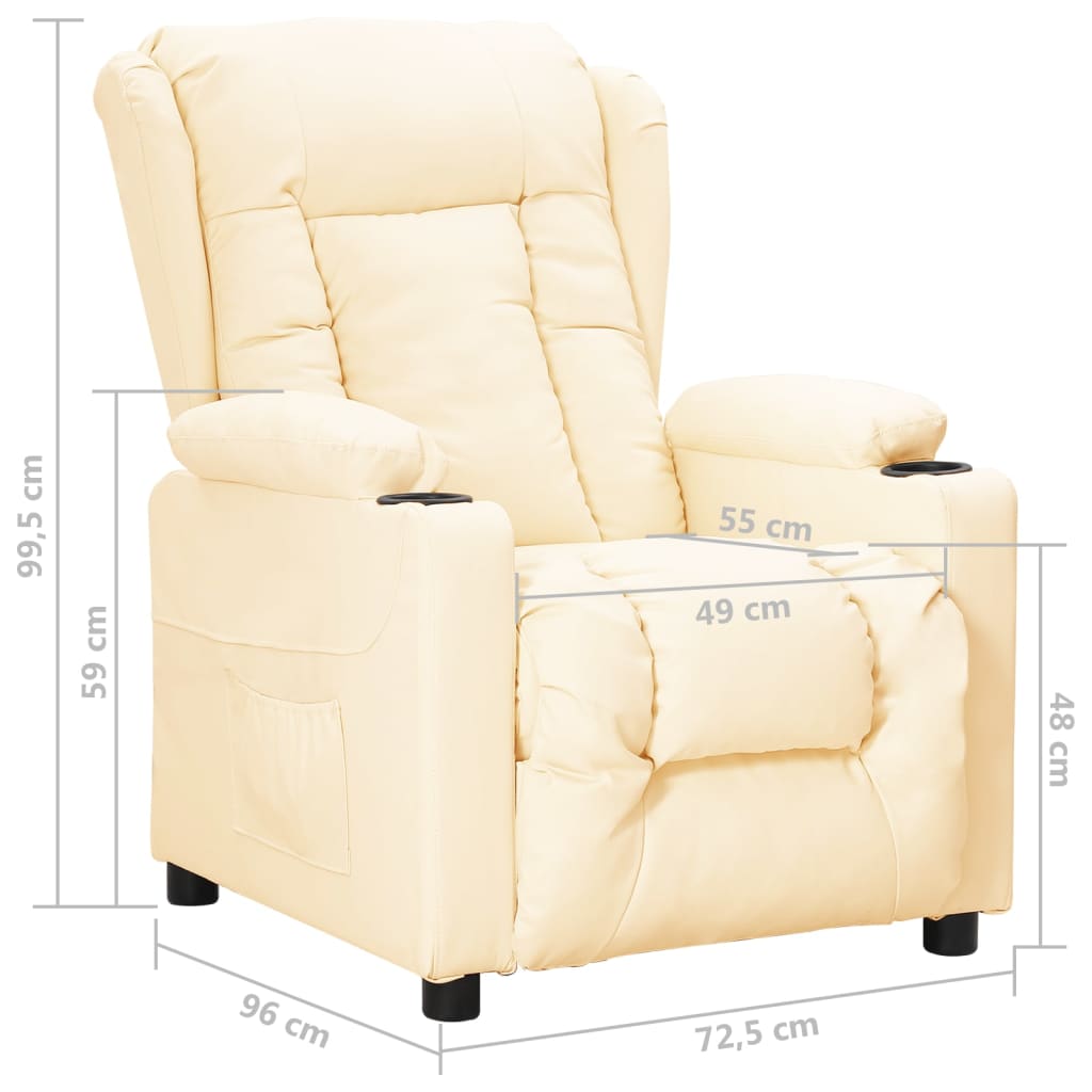 Fauteuil verstelbaar kunstleer crèmekleurig is nu te koop bij PeponiXL, paradijselijk wonen!