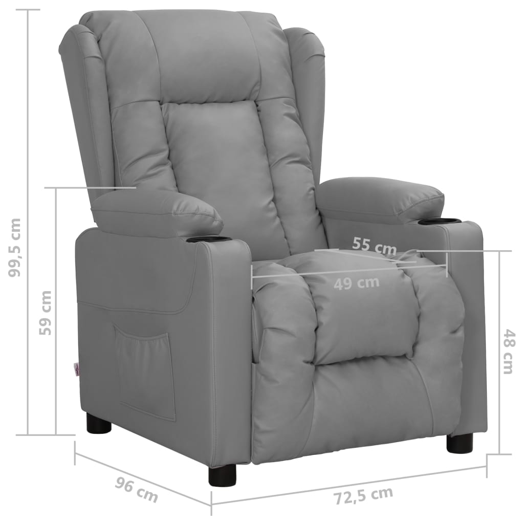 Fauteuil verstelbaar kunstleer grijs is nu te koop bij PeponiXL, paradijselijk wonen!