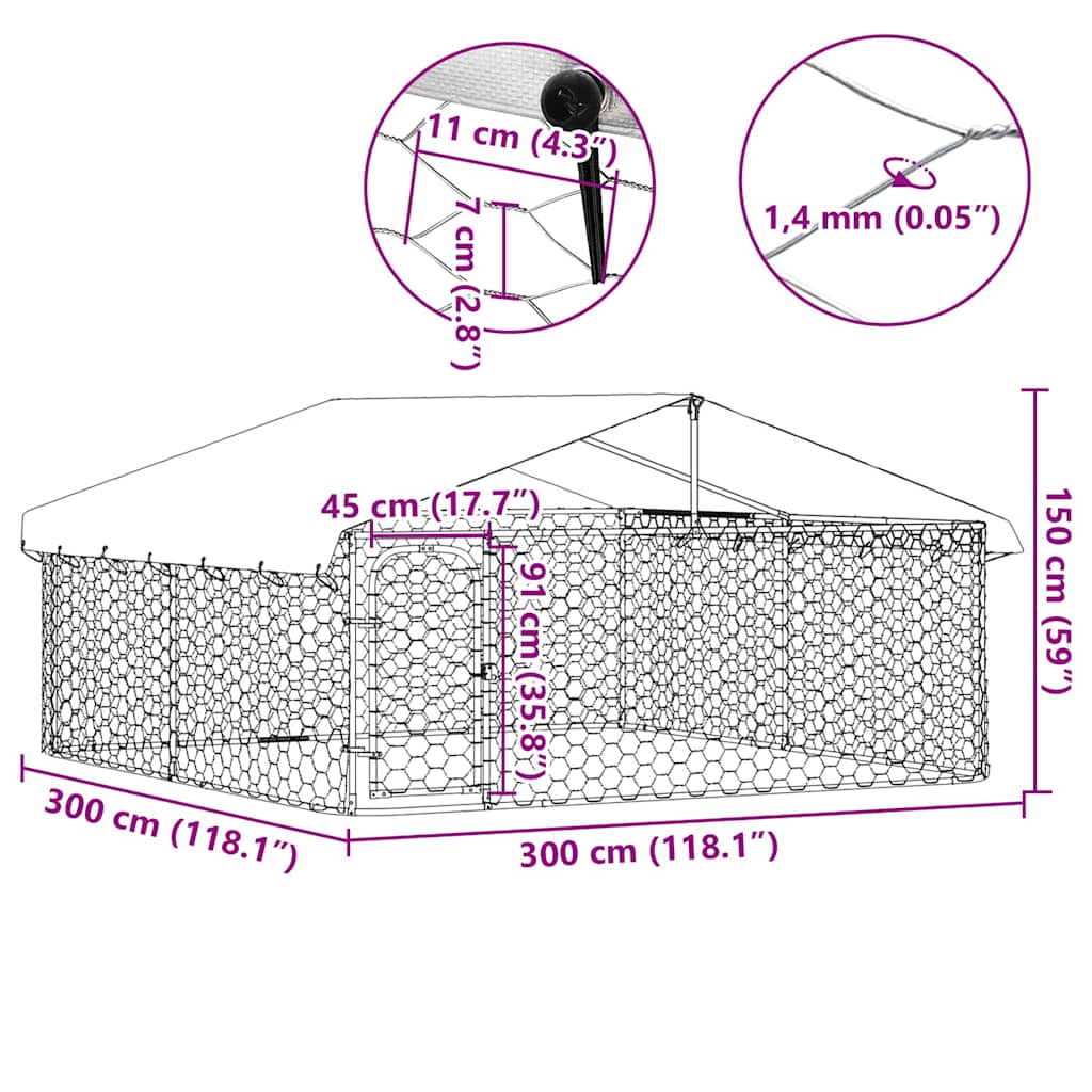 Hondenkennel met dak 300x300x150 cm is nu te koop bij PeponiXL, paradijselijk wonen!