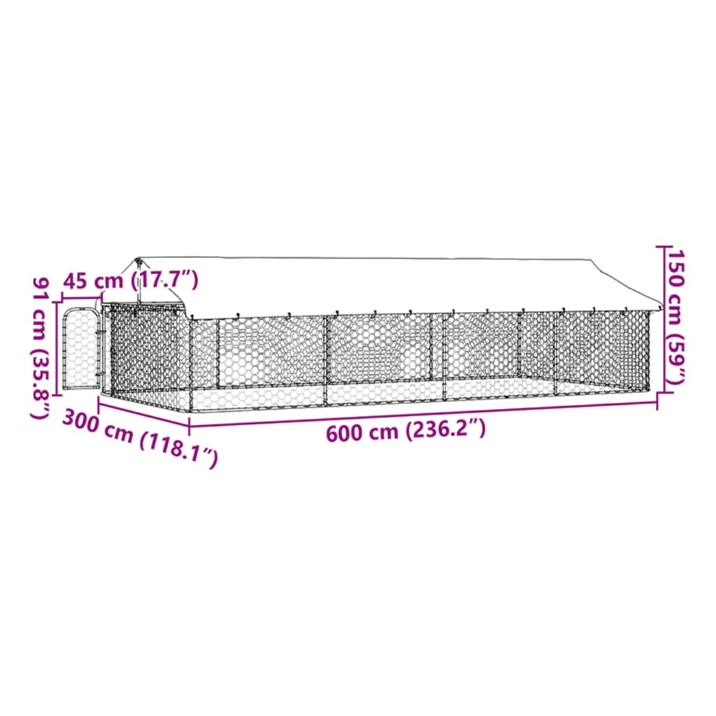 Hondenkennel voor buiten met dak 600x300x150 cm is nu te koop bij PeponiXL, paradijselijk wonen!