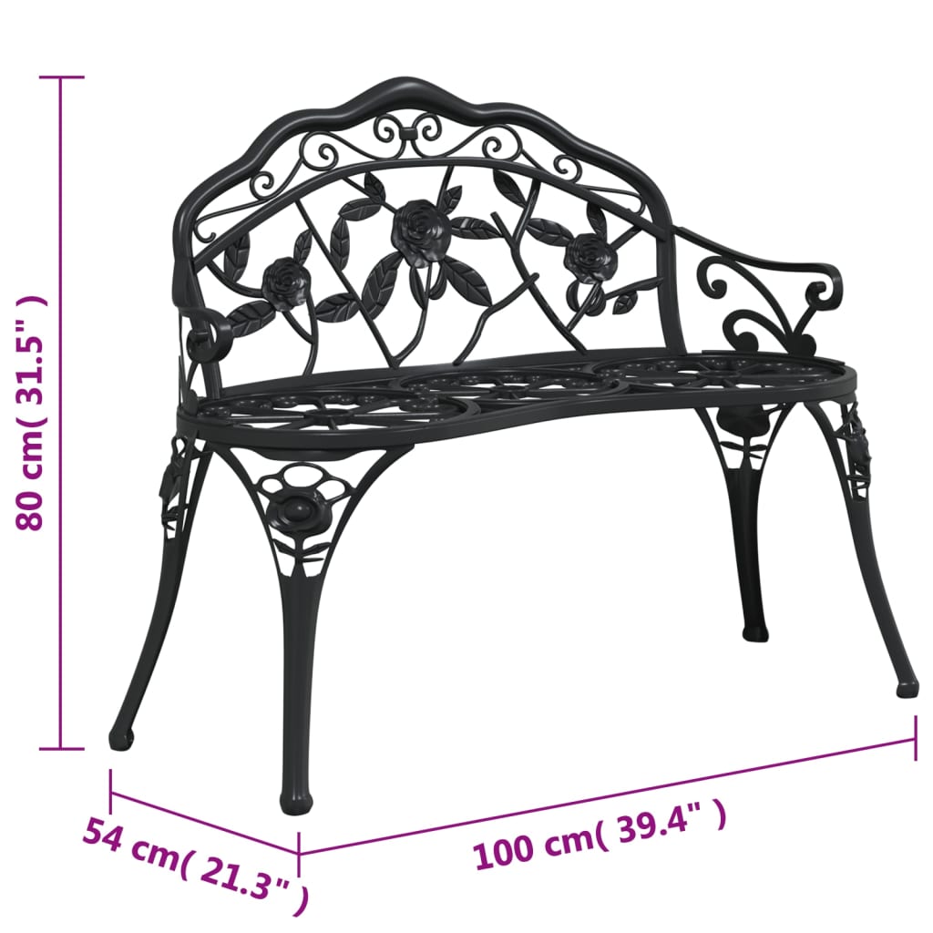 Tuinbank 100 cm gietaluminium zwart is nu te koop bij PeponiXL, paradijselijk wonen!