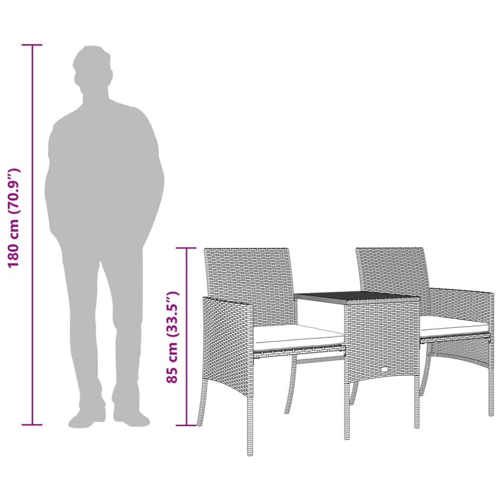 Tuinbank 2-zits met tafel en voetenbanken poly rattan bruin is nu te koop bij PeponiXL, paradijselijk wonen!