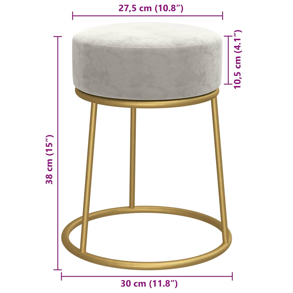 Hocker rond fluweel lichtgrijs is nu te koop bij PeponiXL, paradijselijk wonen!