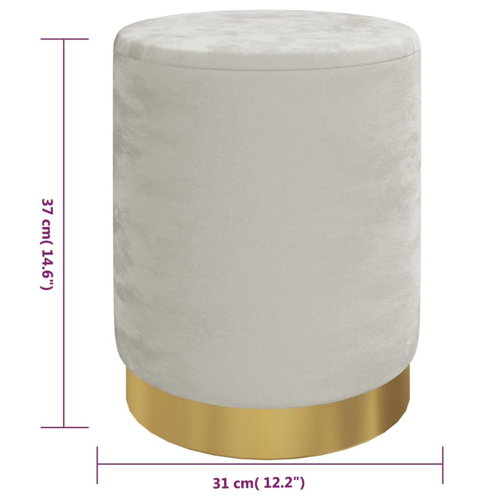 Hocker met opbergruimte rond fluweel 31 x 37 cm lichtgrijs is nu te koop bij PeponiXL, paradijselijk wonen!